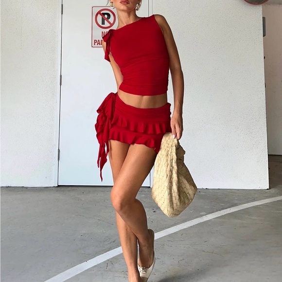 Lioness Tops - Red Two-Piece Set - lioness